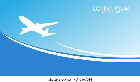 Travel airplane ticket blue vector background