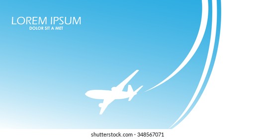 Travel airplane ticket blue vector background