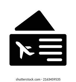 Travel, airplane, ticket icon. Black vector graphics.