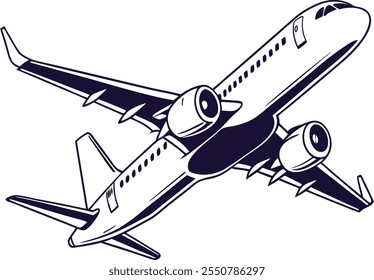 Estilo de silhueta de arte vetorial de avião de viagem