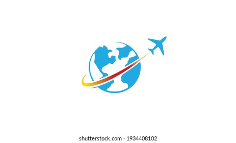 Travel Airplane world Creative Air Design Vector Logo Icon