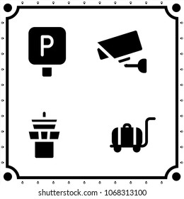 travel airport icon vector set