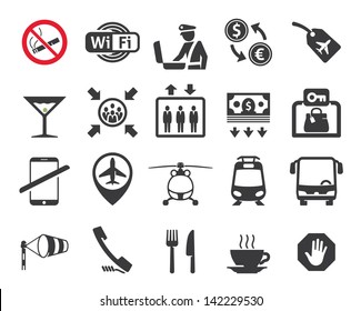 Travel and airport signs, symbols