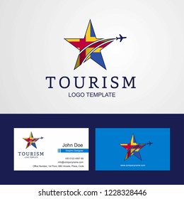 Travel Aland flag Creative Star Logo and Business card design