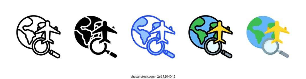 Coleção de Ícones de Análise de Viagem com Vários Estilos