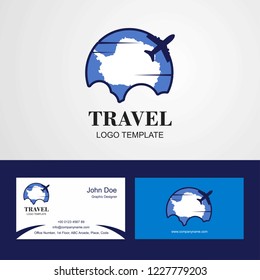 Travel Antarctica Flag Logo and Visiting Card Design