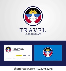 Travel Antigua and Barbuda Creative Circle flag Logo and Business card design