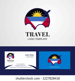 Travel Antigua and Barbuda Flag Logo and Visiting Card Design