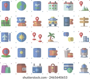Travel app icon set design illustration stock