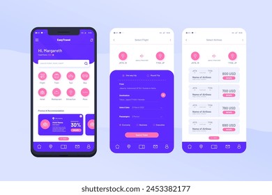 Travel app interface concept vector design in eps 10