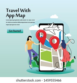 Travel With App Map Vector Template Design Illustration