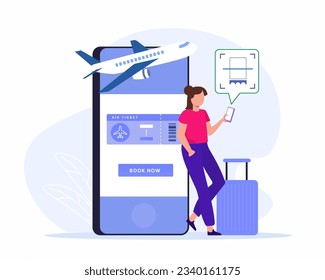 Travel app online flight ticket book reservation by phone Book a ticket concept