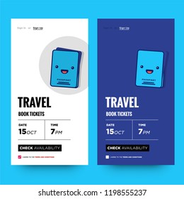 Travel App UX and UI For Phone Screen with Simple Passport Vector Illustration
