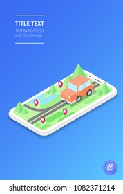 Travel application to use as smartphone. Isometric. Flat 3d vector isometric high quality.