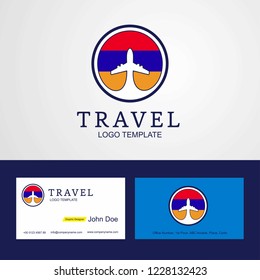 Travel Armenia Creative Circle flag Logo and Business card design