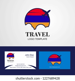 Travel Armenia Flag Logo and Visiting Card Design