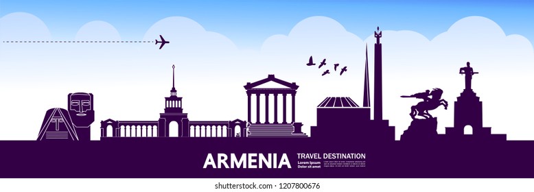 Travel to Armenia vector illustration.