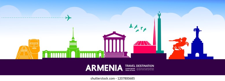 Travel to Armenia vector illustration.