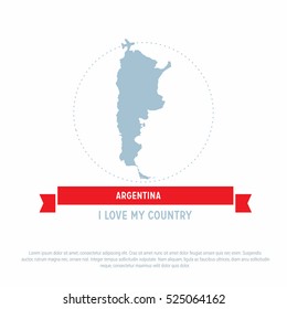 Travel around the Argentina Country map Ribbon banner with map and airplane template. vector illustration