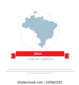 Travel around the Brazil Country map Ribbon banner with map and airplane template. vector illustration
