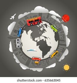 Travel around the Earth. Vector illustration