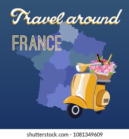 Travel around France vector banner