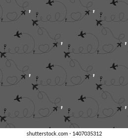 travel around the world airplane routes seamless pattern, background, vector, Endless texture can be used for wallpaper, pattern fills, web page, background, surface eps10