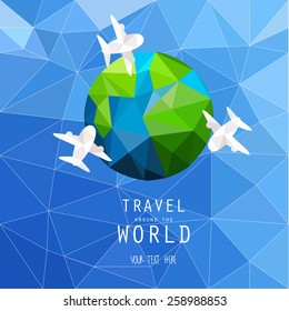 travel around the world background, low poly and abstract concept, text can be add as your preference 