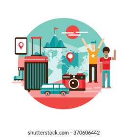Travel around the world background modern design elements set