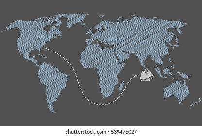 世界地図 手書き のイラスト素材 画像 ベクター画像 Shutterstock