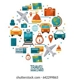 diseño de póster conceptual de viajes alrededor del mundo