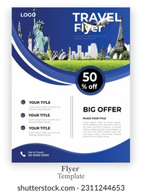 Travel around the world flyer design template