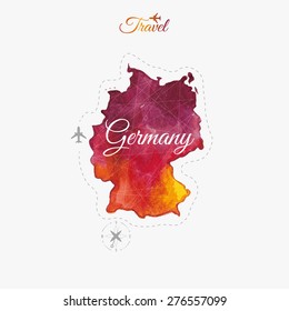 Travel around the world. Germany. Watercolor map