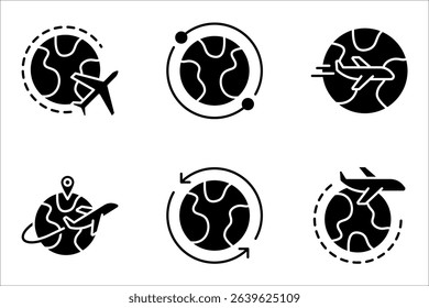 Travel around world icon set. International tourism. Planet map navigation. vector illustration on white background
