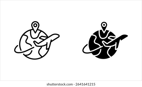 Travel around world icon set. International tourism. Planet map navigation. vector illustration on white background