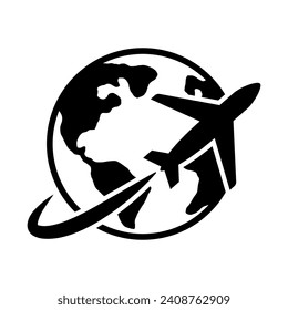Travel around world icons set. International tourism. Planet map navigation. Customizable thin line symbols. Isolated vector outline illustrations. Editable stroke