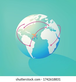 Travel around the world in isometric 3d design