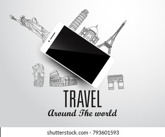 Travel around the World and landmarks on the globe. 