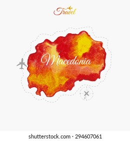 Travel around the  world. Macedonia. Watercolor map