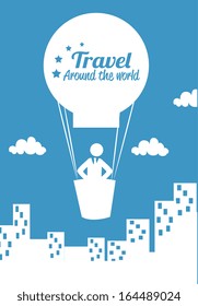 travel around the world over blue background vector illustration 