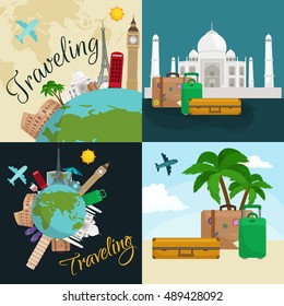 Travel around the world poster. Tourism and vacation, earth , journey global, vector illustration. concept banner, international business background