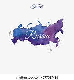 Travel around the  world. Russia. Watercolor map