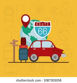 travel around the world set icons
