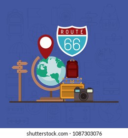 travel around the world set icons