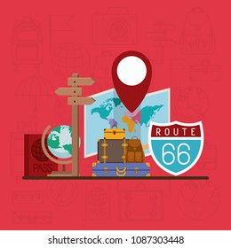 travel around the world set icons