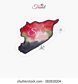 Travel around the  world. Syria. Watercolor map