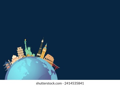 Travel around the world, Travel and Tourism concept background, Tourism landmarks in around the world