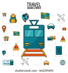 travel around the world. train railway world journey