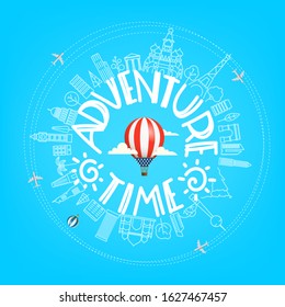 Travel around the world vector concept. Adventure time