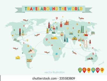 Travel around the world. Vector illustration